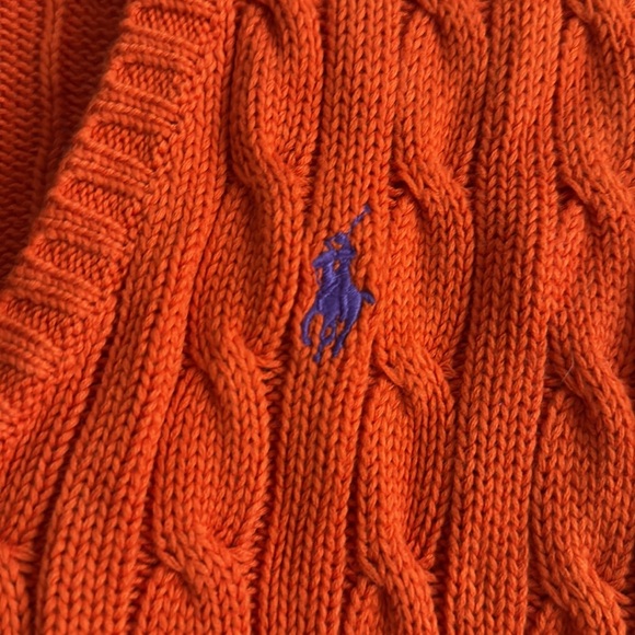 Ralph Lauren Women's V-Neck Sweater in Bright Orange - Picture 2 of 5